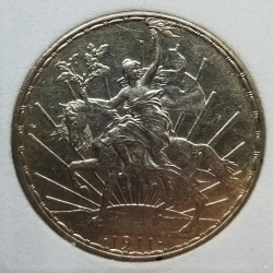 1911 Mexico Un Peso - Long Ray - AU Obv