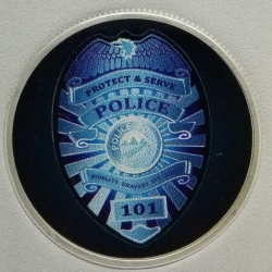 1oz Silver Police Shield - Silver Badger