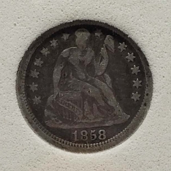 1858 Seated Liberty Dime